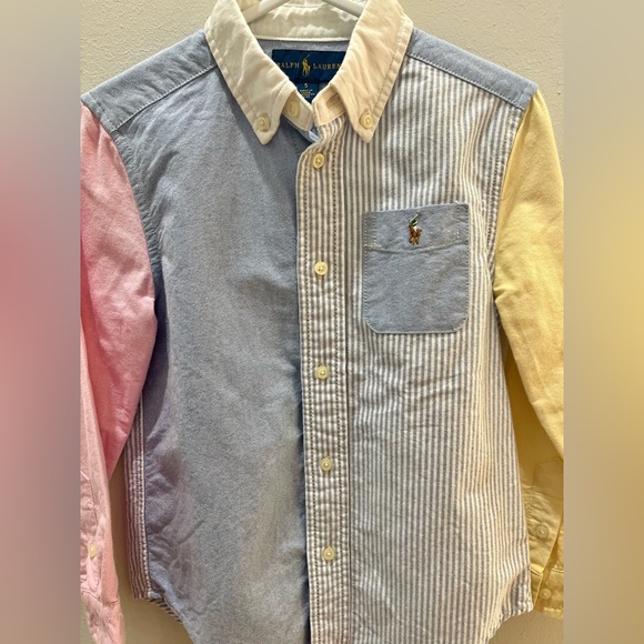 Polo by Ralph Lauren Striped Cotton Oxford Fun Shirt Boys Pastel Colour Size 5 - Picture 2 of 10